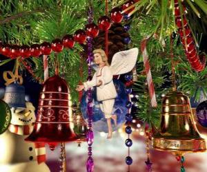 puzzel Kerst klokken en andere ornamenten opknoping van boom
