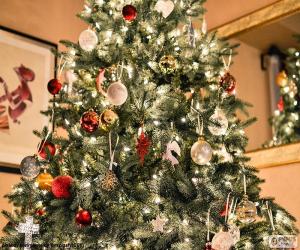 puzzel Kerstboom met decoraties