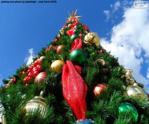 puzzel Kerstboom met kerstballen