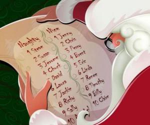 puzzel Kerstman met de lange lijst van kinderen