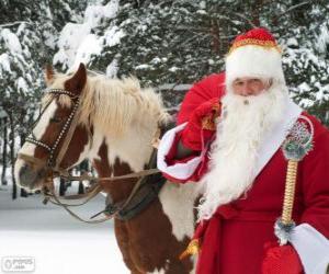 puzzel Kerstman naast een paard