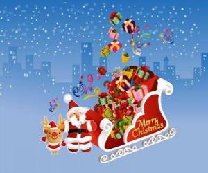 puzzel Kerstman slee vol met kerstcadeaus