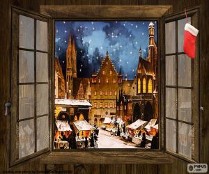 puzzel Kerstmarkt, venster