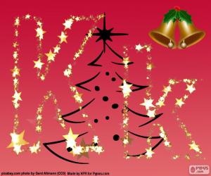puzzel Kerstmis achtergrond, letter K