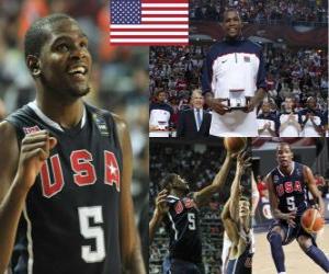 puzzel Kevin Durant de Most Valuable Player award op de 2010 FIBA World Championship