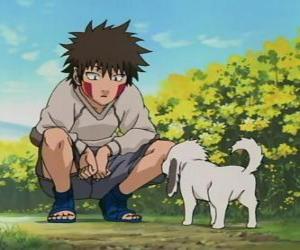 puzzel Kiba Inuzuka en zijn hond en beste vriend Akamaru maken deel uit van Team 8