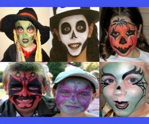 puzzel Kinderen make-up voor Halloween