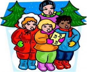 puzzel Kinderen zingen kerstliederen in de straat