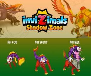 puzzel Koi Cub, Koi Scout, Koi Max. Invizimals Shadow Zone. De Japanse karper is uitgegroeid tot een formidabele krijger
