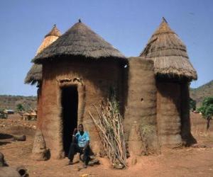 puzzel Koutammakou - Land van de Batammariba wiens opmerkelijke lemen toren-huizen (Takienta) zijn gekomen worden gezien als een symbool van Togo