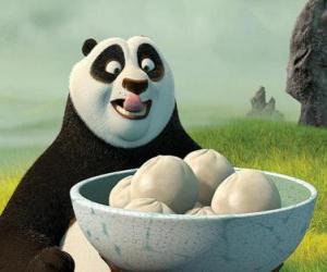 puzzel Kung Fu Panda wil eten wat koekjes gemaakt van rijst