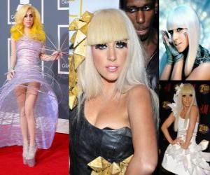 puzzel Lady Gaga is beïnvloed door de mode en werd gewaardeerd door zijn provocerende gevoel voor stijl en de invloed ervan op andere beroemdheden.