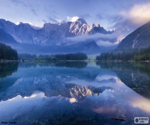 puzzel Lake van de Alpen