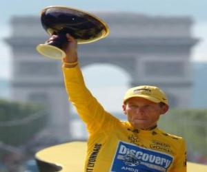 puzzel Lance Armstrong met een trofee