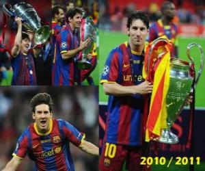 puzzel Leo Messi het vieren van de Champions League 2010-2011