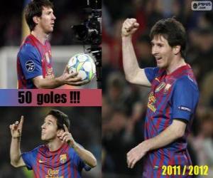 puzzel Leo Messi, topscorer in de geschiedenis van de League Spaans, 2011-2012