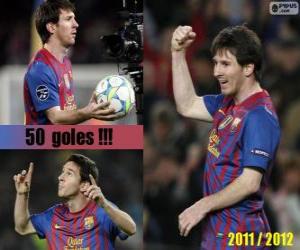 puzzel Leo Messi, topscorer in de geschiedenis van de League Spaans, 2011-2012