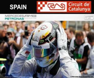 puzzel Lewis Hamilton, kampioen van de Grand Prix van Spanje 2014