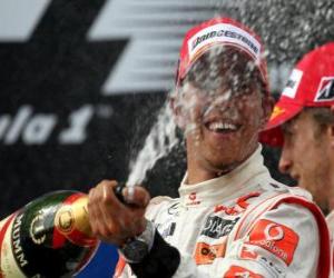 puzzel Lewis Hamilton viert zijn overwinning in Istanbul, Turkije Grand Prix (2010)