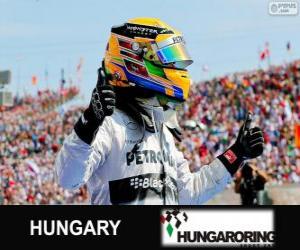 puzzel Lewis Hamilton viert zijn overwinning in de Grand Prix van Hongarije 2013