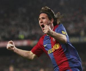 puzzel Lionel Messi viert een doelpunt
