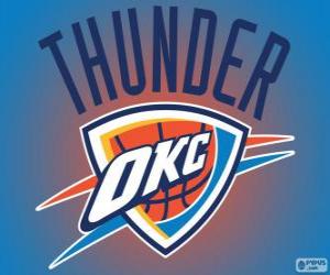 puzzel Logo van Oklahoma City Thunder, NBA-team. Northwest Division, Western Conference