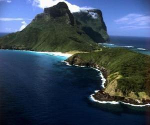 puzzel Lord Howe Eilanden, deze archipel is een voorbeeld van het genereren van een reeks van geïsoleerde oceanische eilanden door onderzeese vulkanische activiteit. Australië.