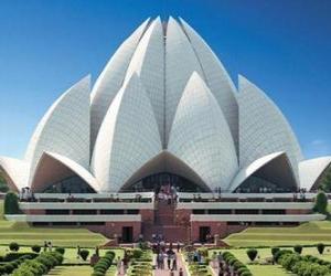 puzzel Lotus Tempel, Bahá'í Huis van Aanbidding in Delhi, India