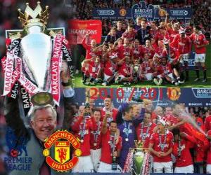 puzzel Manchester United, de kampioen van het Engels voetbal competitie. Premier League 2010-2011