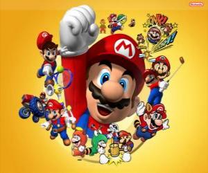 puzzel Mario de beroemde loodgieter in de wereld van Nintendo. Mario bros