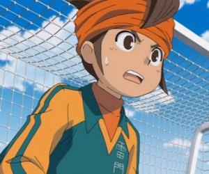 puzzel Mark Evans of Mamoru Endo, doelman van het voetbal van de Raimon School team en hoofdpersoon van de serie Inazuma Eleven