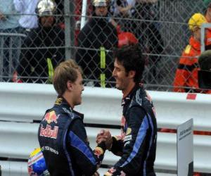 puzzel Mark Webber en Sebastian Vettel - Red Bull - Monte-Carlo 2010 (1e en 2e Classified)