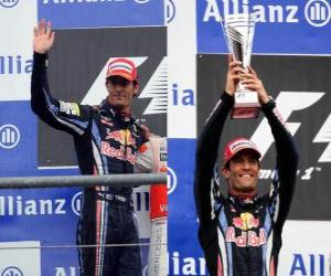 puzzel Mark Webber - Red Bull - Spa-Francorchamps, België Grand Prix 2010 (2e plaats)