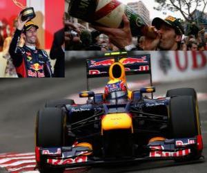puzzel Mark Webber viert de overwinning in de Grand Prix van Monaco (2012)