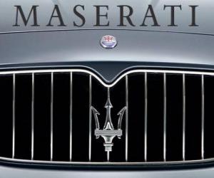 puzzel Maserati logo, Italiaanse sportwagen merk