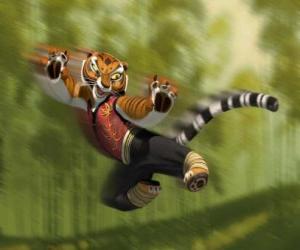 puzzel Master Tigress klaar om te vechten in de opleiding van master Shifu