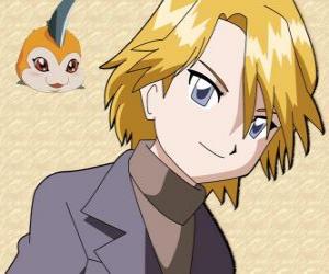 puzzel Matt en zijn Ishida Digimon Tsunomon. Tsunomon is de in-opleiding vorm van Gabumon