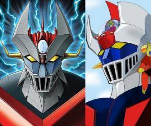 puzzel Mazinger Z, afbeeldingen van het hoofd van de Super Robot