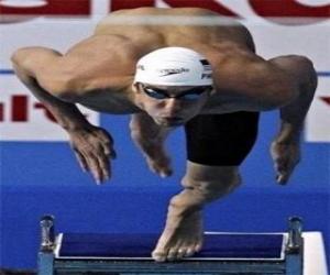 puzzel Michael Phelps Tirando-se a la piscina
