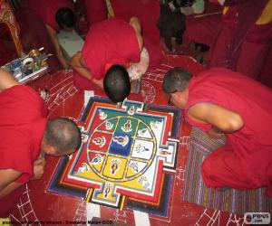 puzzel Monniken maken van een mandala