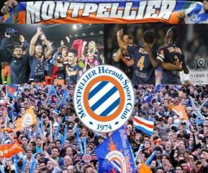 puzzel Montpellier Hérault Sport Club, kampioen van de Franse football league, Ligue 1, 2011-2012