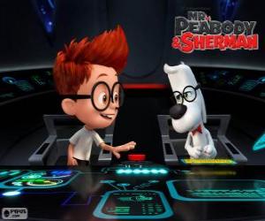 puzzel Mr. Peabody en Sherman in zijn tijd machine