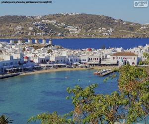 puzzel Mykonos-stad, Griekenland