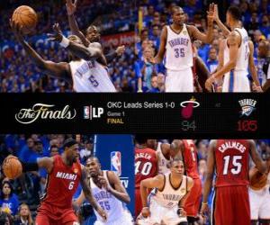 puzzel NBA Finals 2012, 1ste Match, Miami Heat 94 - Oklahoma City Thunder 105