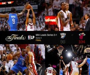 puzzel NBA Finals 2012, 4 th spel, Oklahoma City Thunder 98 - Miami Heat 104