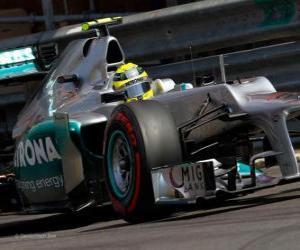 puzzel Nico Rosberg - Mercedes GP - GP van Monaco 2012 (2 º Clasificado)