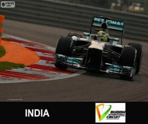 puzzel Nico Rosberg - Mercedes - Grand Prize van India 2013, 2e ingedeeld