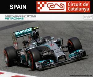 puzzel Nico Rosberg - Mercedes - Grand Prix van Spanje 2014, 2º ingedeeld