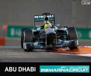 puzzel Nico Rosberg - Mercedes - Grote Prijs van Abu Dhabi 2013, 3e ingedeeld