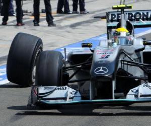 puzzel Nico Rosberg - Mercedes - Hungaroring, Hongaarse Grand Prix 2010